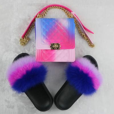 China 2020 Factory Wholesale Anti-slippery Raccoon Fur Slippers Sandals Children's Slippers and Purse Sets Women's Slippers for sale