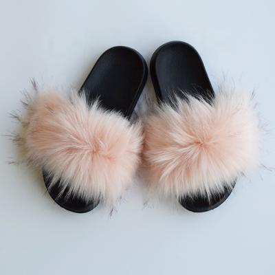 China 2020 Wholesale china factory different color faux fur slippers women slippers ladies light soft faux fur sandals for sale