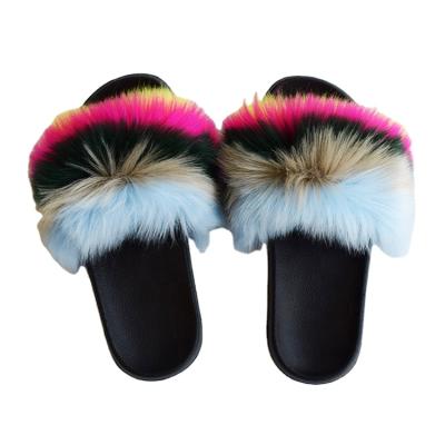 China 2021 Customized Light Weight Logo Faux Fur Slips Lovely Jelly Multi Colors Purse Set With Matching Faux Fur Slippers for sale