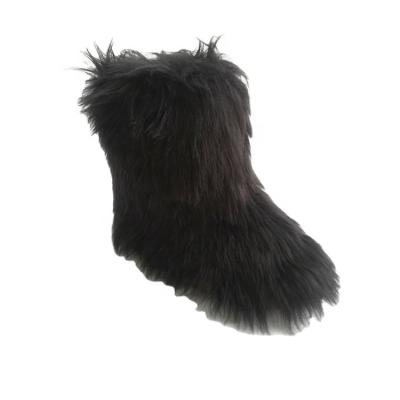 China Japan Women Winter Fancy Boots High Quality Flat Super Warm Breathable Faux Fur Fluffy Snow Boots for sale