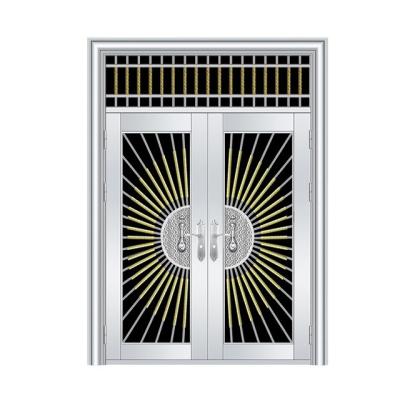 China Europe Design Gray Painting Modern Hollow Metal Main Door Modern Design 304Stainless Steel For House Exterior for sale