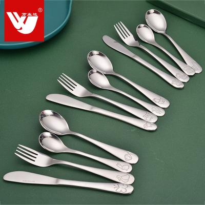 China Sustainable High Quality Stainless Steel Kids Cutlery Flatware Silver With Gift Box Packing for sale