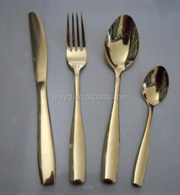 China Full Sustainable Gold Spoon Fork And Knife Set Stailess Steel Flatware Cutlery Set for sale