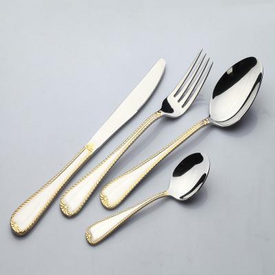 China Spain Market Sustainable Hot Sale 36pcs Silveware Unique Gold Plated Cutlery Set Stailess Steel Flatware Set for sale