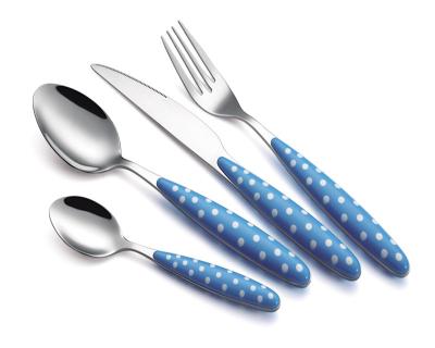 China Wholesale Disposable Stainless Steel Flatware Sets With Handle Flatware Customized Plastic Cutlery for sale