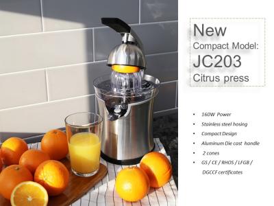 China JC203 160W Stainless Steel Compact Citrus Press with Aluminmum Diecast Handle for sale