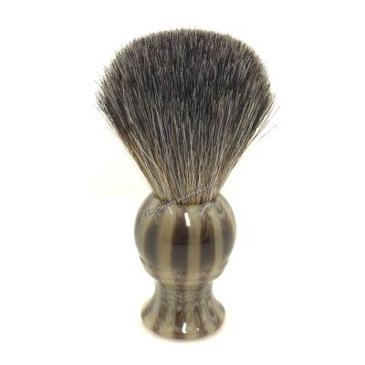 China Men's Shaving Brush Faux Ox Horn Resin Handle Men's Shaving Brush Badger Hair Beard Brush for sale