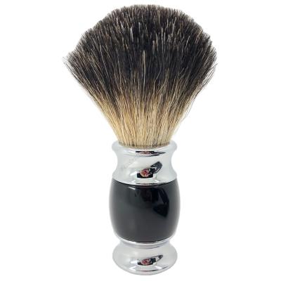 China Popular Metal Black Resin Classic Black Color Plastic Shaving Brush Face Badger Handle Beard Brush Knots for sale