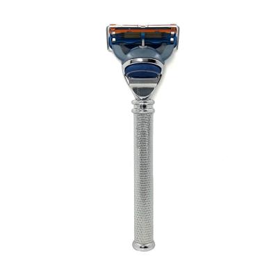 China 5 Blade Manufacturer Popular 5 Blade Shaving Metal Razor Scratch Razor Zinc Alloy Head Non Slip Chrome Long Handle For Wet Shaving for sale