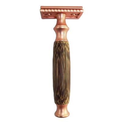 China Eco-friendly Matte Rose Gold Metal Handle Double Edge Single Blade Best Price Bamboo Safety Razor For Men for sale