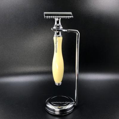 China Single Blade Safety Razor Set Chrome Stand Men Shaving for sale