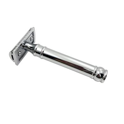 China Chrome Metal Handle Single Blade Maker Double Edge Traditional Safety Razor For Man And Women Wet To Shave Silver Shaving Razor for sale