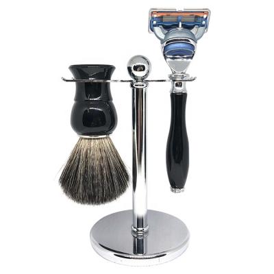 China Popular Five Blades Razor Badger Hair Shaving Brush Set 5 Blades for sale