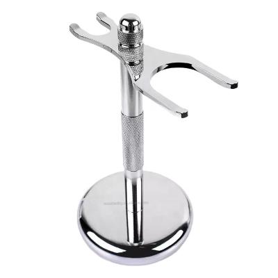 China Single Blade China Factory Metal Chrome Zinc Combine Shaving Brush Holder and Razor Holder Silver Color for sale