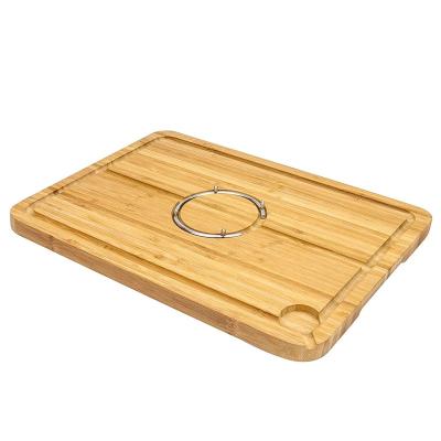 China Sustainable Bamboo Wooden Cutting Board Meat Chopper Meat Carving Tray With Non-Slip Spikes Cutting Board for sale