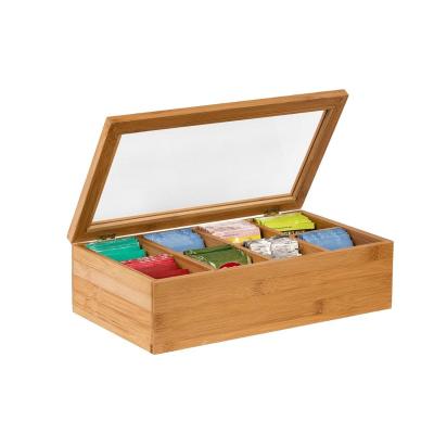 China Handmade natural bamboo wooden jewelry tea box organizer and acrylic window for sale