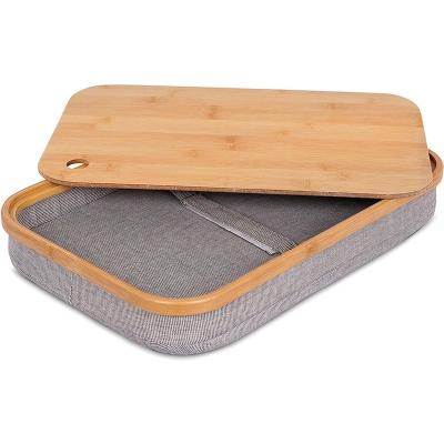 China Modern Bamboo Lap Desk Portable Cushion With Storage Bin for sale