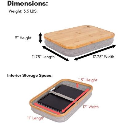 China Modern Bamboo Lap Desk Tray with Laptop Storage Pillow for sale