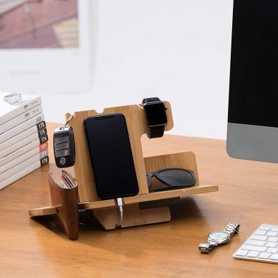 China Flexible Bamboo Wooden Docking Station Watch Charger Dock Stand, Desk Organizer, Tablet Stand for sale