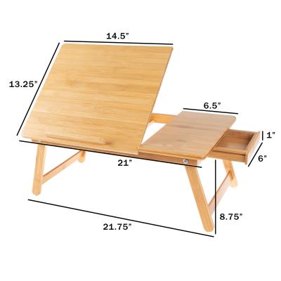 China Adjustable Bamboo Lap Desk Travel Tray (Height) with Magnetic Base Adjustable Top and Storage Drawer for sale