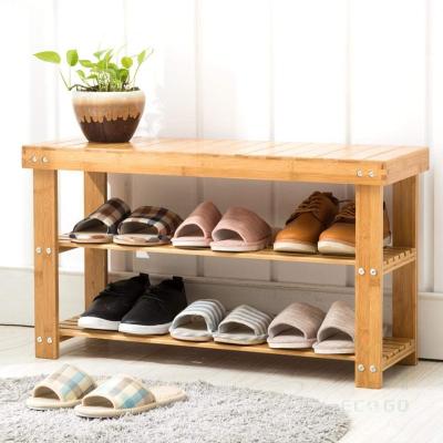 China Minimalist Bamboo Shoe Rack Entryway Shoe Storage Household Shelf Shoe Bench for sale