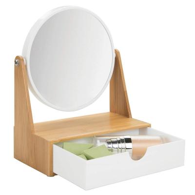 China Sustainable Bamboo Wooden Cosmetic Makeup Organizer With Mirror for sale