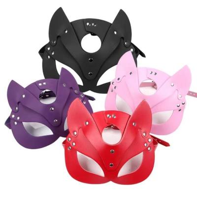 China Wholesale PVC Metal Rivet SM Half Face Leather Fox Style Adjustable Fancy Masquerade Women Blindfold Sexy Ball for sale