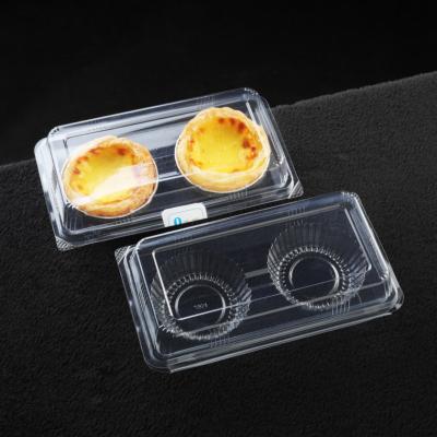 China 2 Packs/Box Tart Cake Packaging Disposable Eco-Friendly Disposable Clear Plastic Egg Clampshell Box Donuts for sale