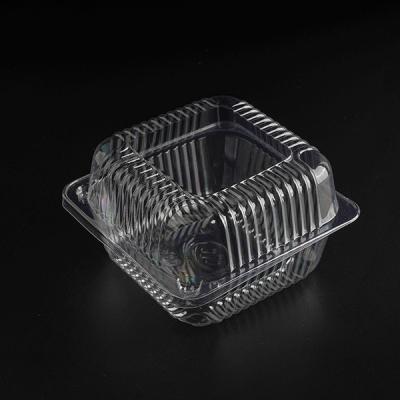 China Disposable Disposable Fruit Box Square PS Clear Hinged Take Away Plastic Containers For Salad Sandwich Vegetable for sale