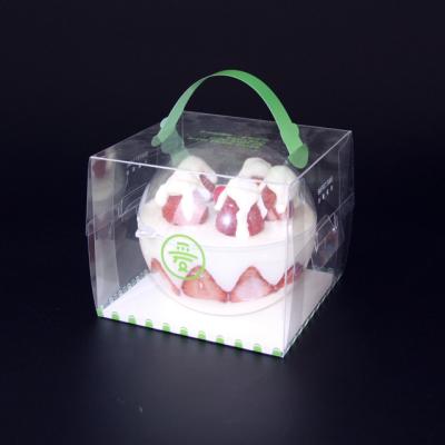 China Disposable Custom Logo Printed Plastic Cake Container PVC Collapsible Food Packing Box for sale