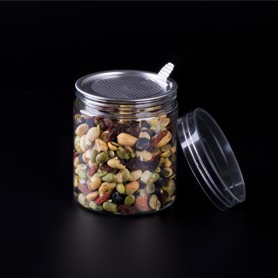 China High Quality Empty 500ml Grain Bottle Cookie Candy 500ml Clear Food Grade Pet Plastic Jar for sale