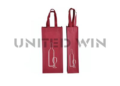 China Laminated Non Woven Handle Laminated Wine Bottle Fabric Bag Reusable for sale