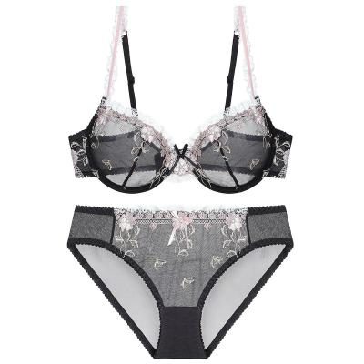 China Sexy Slim Plus Size Lace Bra Set Transparent One Piece Underwear for sale