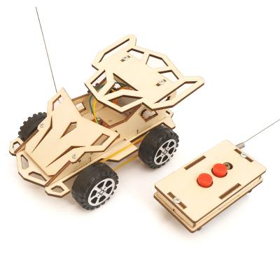 China Green Wood+Plastic+Electronic Accessories Kids Puzzle Science Experiment DIY Car Set Toy Steam Wooden Manual Remote Control Science and Education for sale