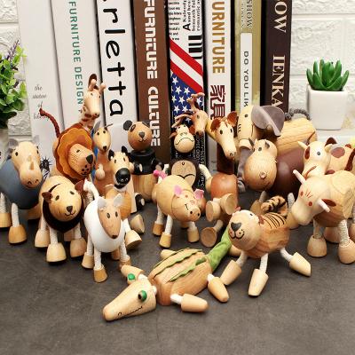 China High-grade wood wooden simulation of handmade ornaments models of small forest animal farm animal dolls early education office building blocks for sale