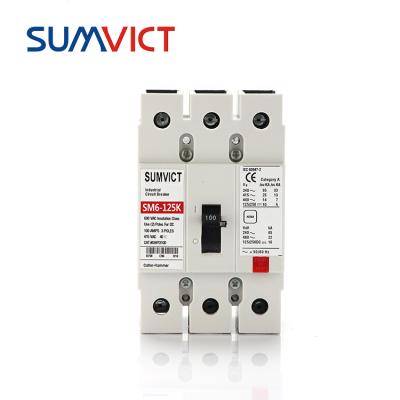 China Plastic SM6-125K 3pole Molded Case Circuit Breaker 100 Best MCCB Circuit Breaker 100A 3Poles Amp for sale