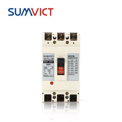 China Plastic SM1-60S Molded Case Circuit Breaker MCCB Circuit Breaker 60amp 3Poles for sale