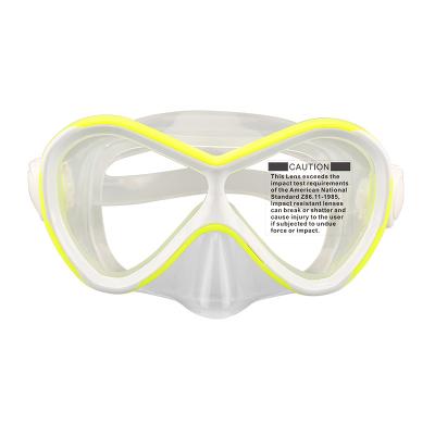 China Silicone Skirt Strap Tempered Glass Single Lens Swim Goggles Transparent Snorkeling Mask Swimming Diving Snorkeling for Kids for sale