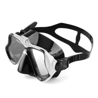 China Snorkeling Swimming Diving Coated Tempered Glass Lens Tinted Silicone Mask Camera Mount Antifogging Diving Mask For Adults for sale