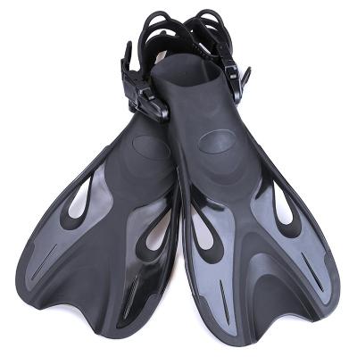 China Custom Black Open Heel Neoprene Adjustable Strap TPR Rubber Snorkeling Swimming Diving Fins Color Logo Rubber Diving Fins For Adults for sale