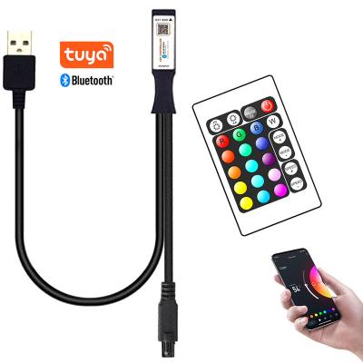 China Mini Type Smart Controller for RGB Strip 5V LED Controller Tuya Blue tooth Smart APP Alexa Voice 24 Keys 24key IR Remote Control 6A 30W USB Mini RGB LED Strip Controller for sale