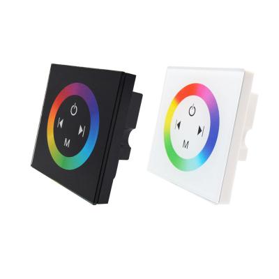 China rgb led controller with touch panel wall mounted PWM 12v 24v 12A 288w neon color strip light controller smd5050 rgb touch panel 13.5*8.3*5.5cm for sale