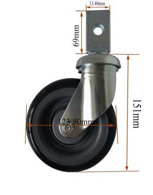 China 5 Inch flat bracket with small hole heavy duty rubber +pp Casters Wheels for sale