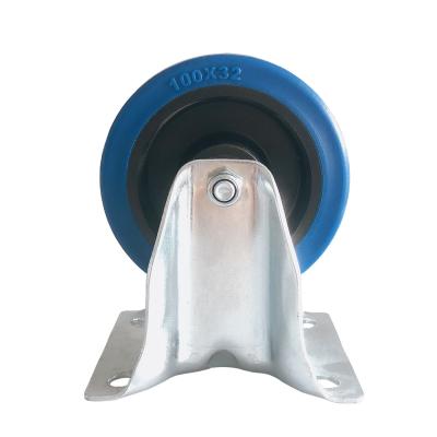 China 4 inch Blue PP+TPR Medium duty Galvanized Fixed Casters Universal Caster Wheel for sale