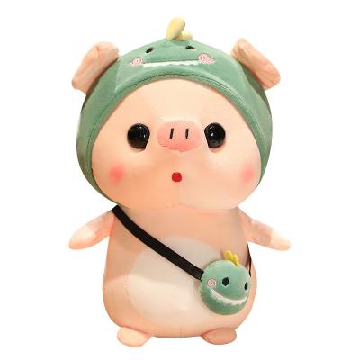 China 2023 New Design 30cm Pig Plush Toys with Unicorn,Rabbit,Flower Hat,Sunflower,Avocado,Dinosaur Styles for Kid Play for sale