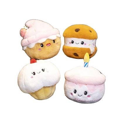 China Cotton 2023 new design 15cm-20cm cake plush toys with cheesecake, cherry cake styles with pp cotton filling for kids play for sale