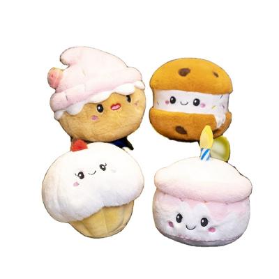 China Cotton 2023 New Design 25cm Cake Plush Toys With Chocolate Cream Cake Style With PP Cotton Filling For Kids Play for sale