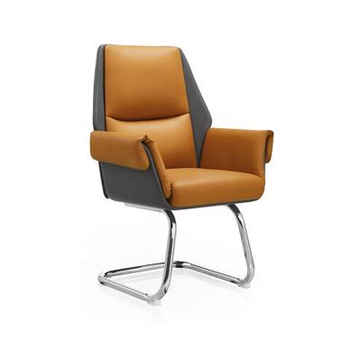 China Modern Furniture PU Brown Leather Office Visitor Chair Executive Office Meeting Chairs For Sale for sale