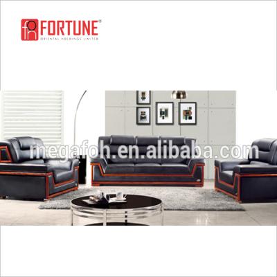 China Sofa Classic Sectional Furniture Black Leather Office Reception Sofas Set 1+1+3 (FOH-6618) for sale