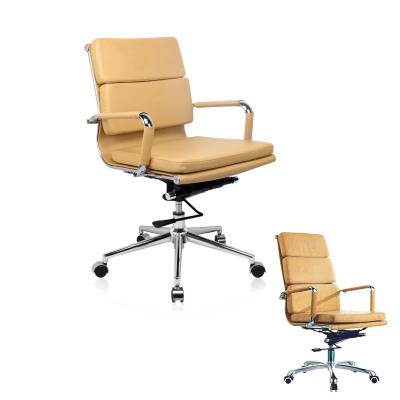 China Executive Chair Swivel Office Chair Brown Medium Back Leather Sale, Ergo Desk Chair for sale